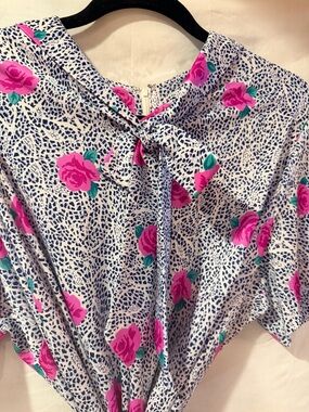 Floral Tie-Neck Women’s midi dress